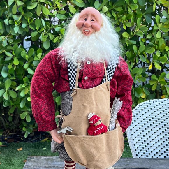 Large Artist Signed 2001 Workshop  SANTA with Tools and Teddy Bears Grace Kynoch - Picture 2 of 16